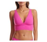 adidas Women's Micro-Stretch Lounge Bra-Seamless Comfort & Support Plunge, Opaque, Semi Lucid Fuchsia, L