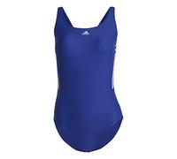adidas Women's Mid 3-Stripes Swimsuit, Semi Lucid Blue/White, 32