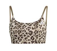 adidas Women's Optime Essentials 3-Stripes Leopard Light Support Bra, Crystal Linen/Khaki Six/Dark Brown, XL