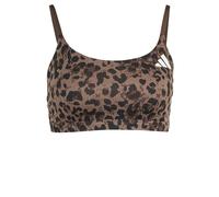 adidas Women's Optime Essentials 3-Stripes Leopard Light Support Bra, Earth strata/Brown/Black, S