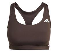 adidas Women's Optime Essentials Workout 3-Stripes Medium Support Bra, Aurora Coffee Met./White, XS
