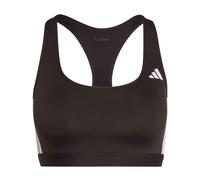 adidas Women's Optime Essentials Workout 3-Stripes Medium Support Bra, Aurora Coffee/White, L
