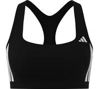 adidas Women's Optime Essentials Workout 3-Stripes Medium Support Sports Bra - Black/White - Size: Medium
