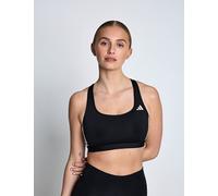 adidas Women's Optime Essentials Workout 3-Stripes Medium Support Sports Bra - Black/White - Size: Medium