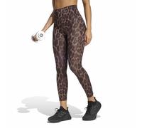 adidas Womens Optime Essentials Workout Leopard 7/8 Leggings, Earth Strata/Black, M