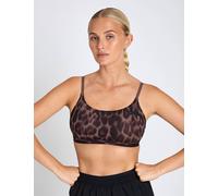 adidas Women's Optime Essentials Workout Leopard Light Support Sports Bra - Earth Strata/Black - Brown - Size: Large