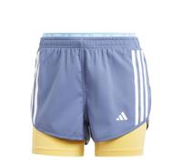 adidas Womens Own the Run 3-Stripes 2-in-1 Shorts in Blue - Size UK 4-6 (Womens)