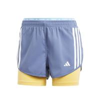 adidas Womens Own The Run 3 Stripes 2 in 1 Shorts Navy/Orange S