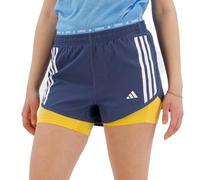 adidas Womens Own The Run 3 Stripes 2 in 1 Shorts Navy/Orange XS