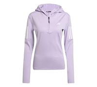 adidas Women's Own the Run Winterized Hooded Half-Zip, powder plum, L