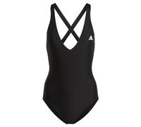 adidas Women's Partial 3-Stripes Swimsuit, Black/White, 34
