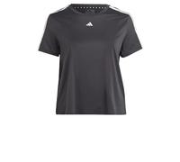 adidas Women's Plus Size Aeroready Training Essentials Regular 3-Stripes T-Shirt, Black/White, S