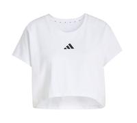 adidas Women's Power Workout Cropped Boxy 3-Stripes Tank, White, XL