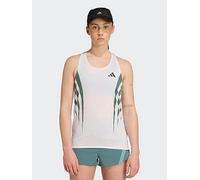 adidas Womens Running Adizero Tank, White/Preloved Teal, Size L, Women White/Preloved Teal