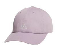 adidas Women's Saturday Hat, relaxed fit athletic adjustable cotton baseball cap, Preloved Fig Purple/Off White, One Size