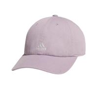 adidas Women's Saturday Hat, relaxed fit athletic adjustable cotton baseball cap, Preloved Fig Purple/Off White, One Size