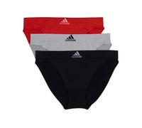 Adidas Women's Seamless Bikini Underwear 3-Pack, Black With Stripes/Heather Grey/Vivid Red, XL