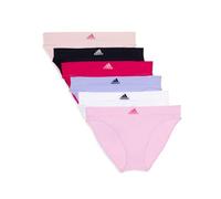 adidas Women's Seamless Bikini Underwear 6-Pack Style, Wonder Pink Ribbed/White/Violet Tone/Real Magenta Ribbed/Black/Peach Whip, L (Pack of 6)