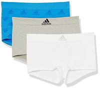 adidas Women's Seamless Boy Shorts Underwear 3-Pack, Pulse Blue Jacq/Heather Grey/White, M