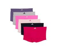 adidas Women's Seamless Boyshort Underwear Multipack Boy Short Panties, Real Magenta Ribbed/Black/Peach Whip/Lucid Pink Ribbed/Heather Grey/Shadow Violet, L (Pack of 6)