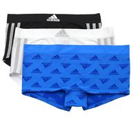 adidas Women's Seamless Boyshort Underwear Multipack, Pulse Blue Logo/White/Black Stripe, Medium