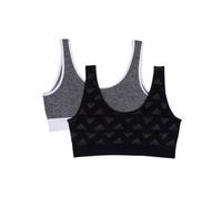 adidas Women's Seamless Bralette with Removable Cups, 2-Pack Bra, Black Jacquard Logo/Heather Grey, S