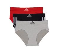 adidas Women's Seamless Brief Panties 3-Pack, Black With Stripes/Heather Grey/Vivid Red, L