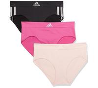 adidas Women's Seamless Brief Panties 3-Pack, Black With Stripes/Peach Whip/Semi Lucid Fuchsia, S