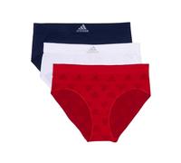 adidas Women's Seamless Brief Panties 3-Pack, Vivid Red W. Logo Jacq/White/Night Indigo, L
