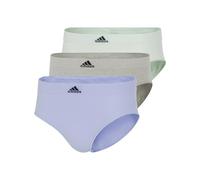 adidas Women's Seamless Brief Underwear Multipack, Blue Dawn Scallop/Heather Grey/Linen Green, S (Pack of 3)