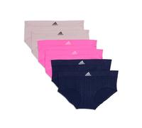 adidas Women's Seamless Brief Underwear Multipack, Night Indigo Ribbed/Lucid Pink/Wonder Taupe, L (Pack of 6)