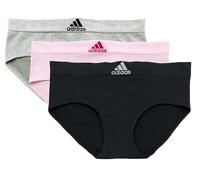 adidas womens Seamless Hipster Underwear 3 Pack, Black/Scalloped Pink/Heather Grey, XL