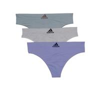 Adidas Women's Seamless Thong Underwear 3-Pack Panties, Silver Violet/Heather Grey/Silver Green, M