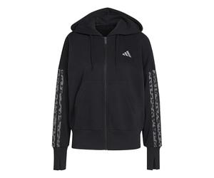adidas Women's Seasonal Essentials Animal Print 3-Stripes Full-Zip Hooded Track Top Sweatshirt, black/MULTICOLOR/grey four, XXL