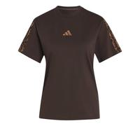 adidas Women's Seasonal Essentials Animal Print 3-Stripes Shirt, Aurora Coffee/Multicolor/preloved Brown, M