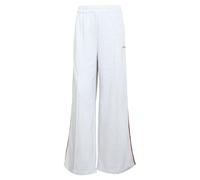 adidas Women's Seasonal Essentials Colorpop Pants with Embroidered Graphic, Light Grey Heather/Active Maroon, L