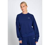 adidas Women's Seasonal Essentials Colorpop Sweatshirt with Embroidered Graphic, dark blue/white, M