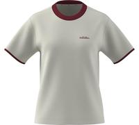 adidas Women's Seasonal Essentials Colorpop T-Shirt with Embroidered Graphic, Off White/Active Maroon, XL