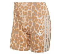 adidas Women's Seasonal Essentials Leopard Print Biker Shorts with 3-Stripes, Multicolor/Wonder Alumina, L