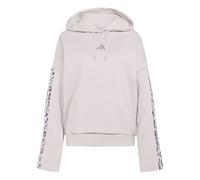 adidas Women's Seasonal Essentials Leopard Print French Terry Hoodie with 3-Stripes, ice purple/MULTICOLOR, L
