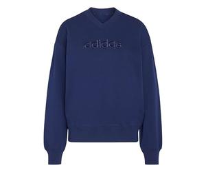 adidas Women's Seasonal Essentials Satin V-Neck Sweatshirt, dark blue, M