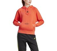 adidas Women's SIGNATURE GRAPHIC EMBROIDERY FRENCH TERRY LOOSE HOODIE, bright red, XS