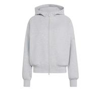 adidas Women's Soft Lux Full-Zip Hoodie Sweatshirt, light grey heather, XS