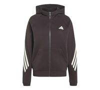 adidas Women's Stadium Three Stripes Full Zip Hoodie Sweatshirt, Aurora Coffee, M