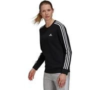 adidas Women's Standard Essentials 3-Stripes Fleece Sweatshirt, Black/White, Medium