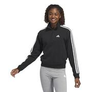 adidas Women's Standard Essentials 3-Stripes Quarter-Zip Sweatshirt, Black/White, Medium