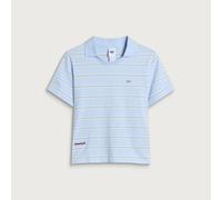 Adidas Women's Stripe Polo Clear Sky/Off White/Khaki Six Large