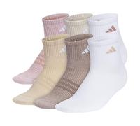 adidas womens Superlite 3.0 Quarter Athletic Socks (6-pair) With Targeted Padding and Arch Compression for Sports and All Day Comfort Quarter Sock (pack of 6), Warm Clay Pink/Wonder Beige/White, M