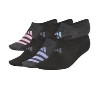adidas womens Superlite 3.0 Super No Show Athletic Socks (6-pair) Ultra Low-profile With Targeted Cushion, Black/Bliss Pink/Semi Blue Burst, Medium