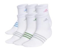 adidas womens Superlite 3.0 Quarter Athletic Socks (6-pair) With Targeted Padding and Arch Compression for Sports and All Day Comfort Quarter Sock (pack of 6), White/Blue Burst/Clear Onix Grey, M